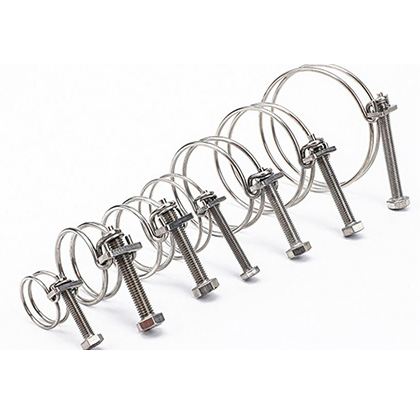 Double Wire Hose Clamp 304 Stainless Steel Pipe Clamps Adjustable 10-45mm